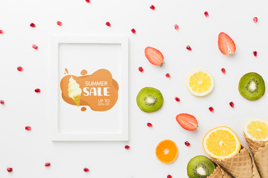 Free Top View Collection Of Fresh Fruits On The Table Psd