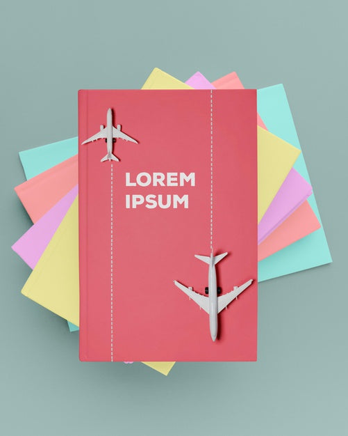 Free Top View Colorful Books Mock-Up Psd