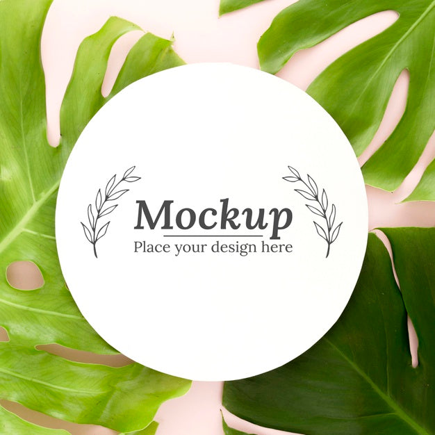 Free Top View Composition Of Green Leaves With Mock-Up Psd