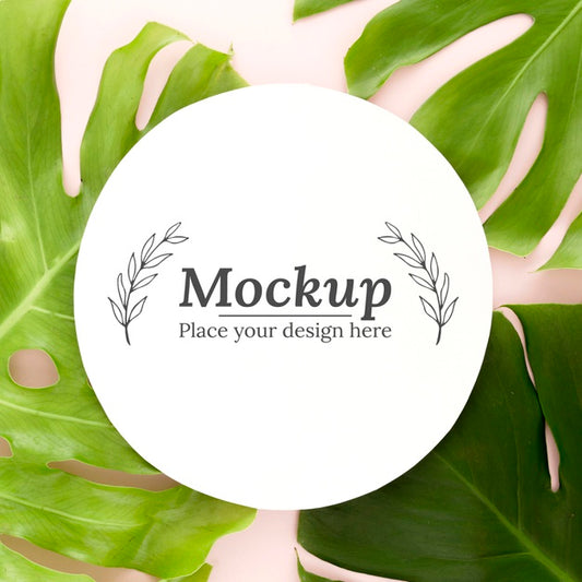 Free Top View Composition Of Green Leaves With Mock-Up Psd