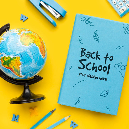 Free Top View Composition Of School Supplies Psd