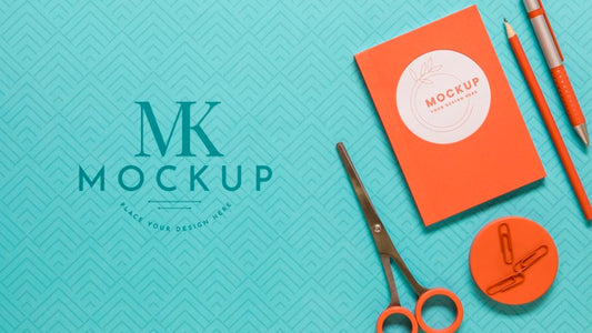 Free Top View Coral Assortment With Notebook Mock-Up Psd