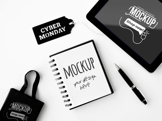 Free Top View Cyber Monday Promo Mock-Up Psd