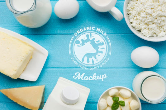 Free Top View Dairy Products Arrangement Psd