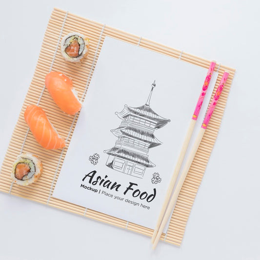Free Top View Delicious Asian Food Concept Psd