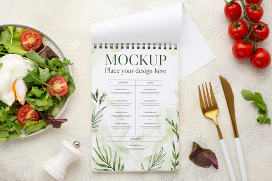 Free Top View Delicious Healthy Food Mock-Up Psd