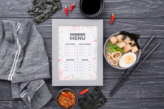 Free Top View Delicious Restaurant Menu On The Table Psd