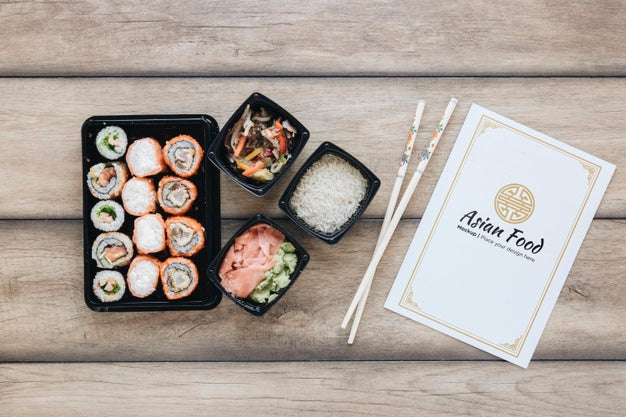 Free Top View Delicious Sushi Arrangement Psd