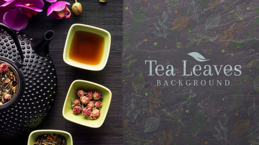 Free Top View Delicious Tea Leaves Background Psd