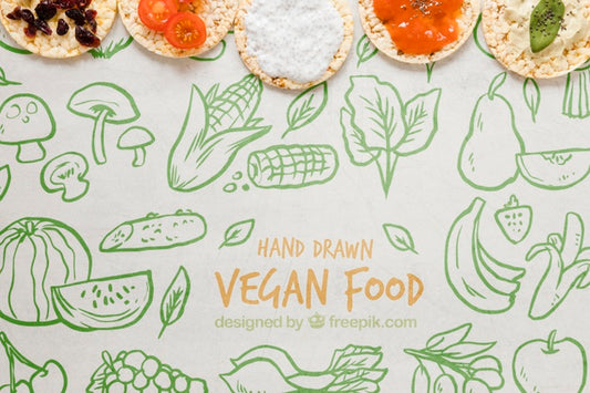 Free Top View Delicious Vegan Food Concept Psd