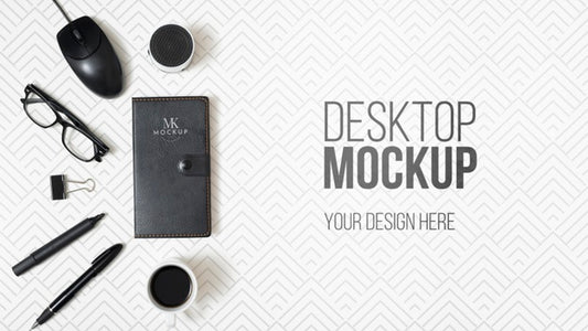 Free Top View Desk Concept With Items Psd