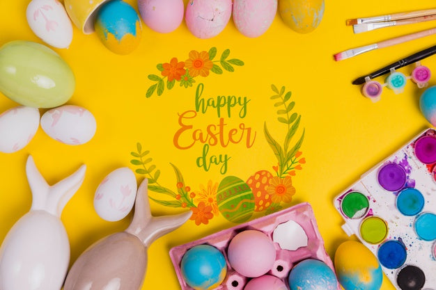 Free Top View Easter Composition With Copyspace Psd