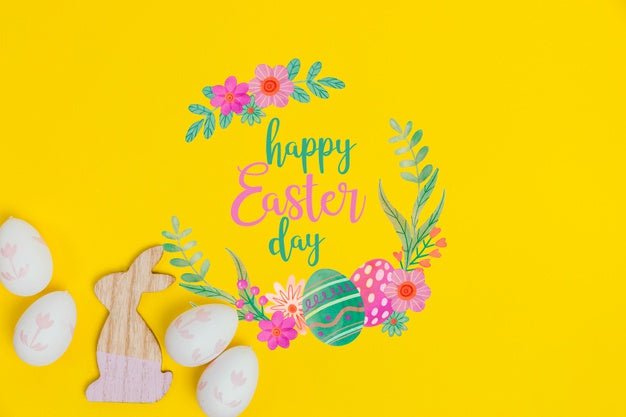 Free Top View Easter Composition With Copyspace Psd