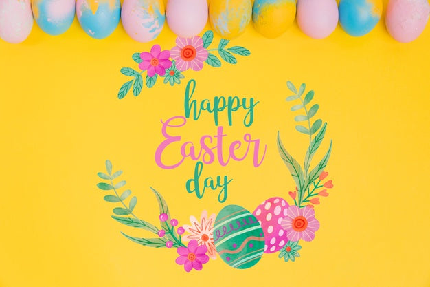 Free Top View Easter Composition With Copyspace Psd