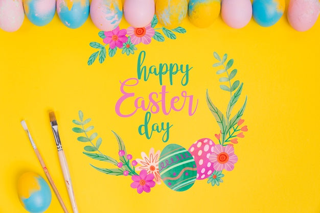 Free Top View Easter Composition With Copyspace Psd