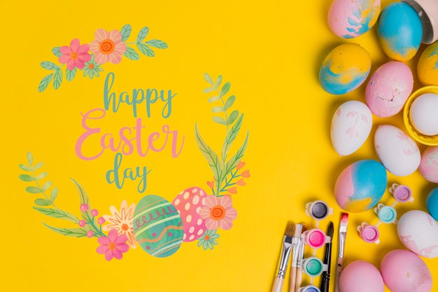 Free Top View Easter Composition With Copyspace Psd