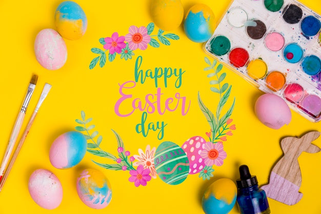 Free Top View Easter Composition With Copyspace Psd