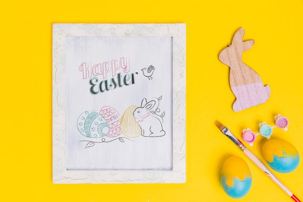 Free Top View Easter Composition With Frame Psd