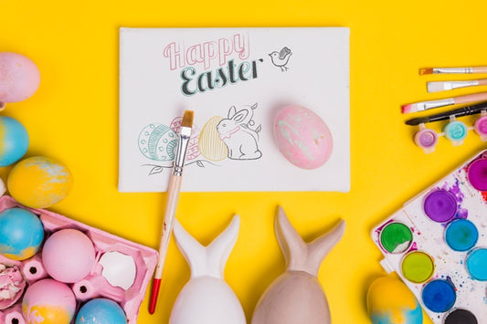 Free Top View Easter Composition With Paper Psd