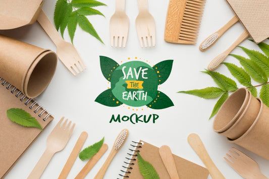 Free Top View Eco Paper Objects Psd