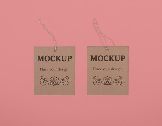 Free Top View Eco Tags On Pink Background Psd