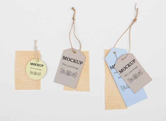 Free Top View Eco Tags On White Background Psd
