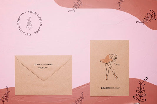 Free Top View Envelope With Ballerina Psd