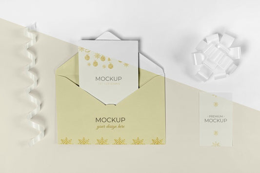 Free Top View Envelope With Invitation Card Psd