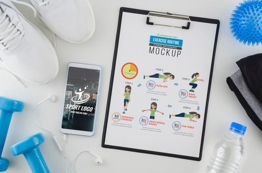 Free Top View Exercise Routine With Mock-Up Psd
