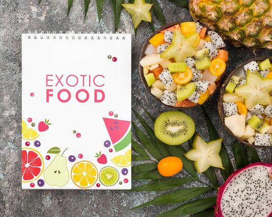 Free Top View Exotic Food Concept With Mock-Up Psd