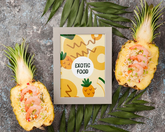 Free Top View Exotic Food Frame With Mock-Up Psd