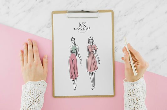 Free Top  View Fashion Drawing With Mock-Up Psd