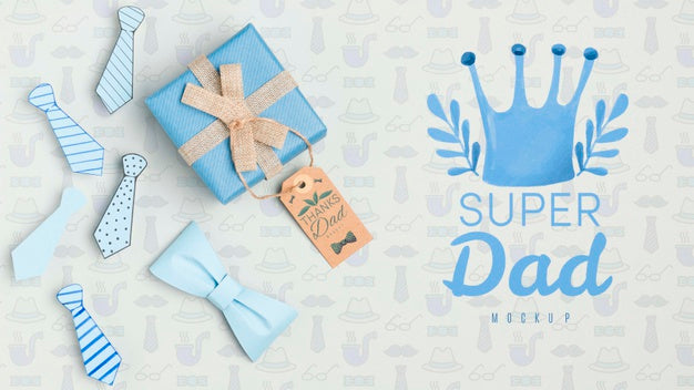 Free Top View Father'S Day Concept With Mock-Up Psd