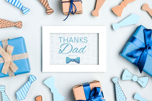 Free Top View Father'S Day Frame With Mock-Up Psd