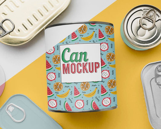 Free Top View Five Tin Cans Psd