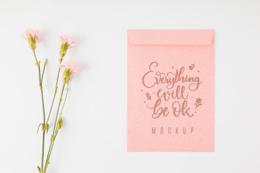Free Top View Floral Mock-Up Everything Will Be Ok Psd