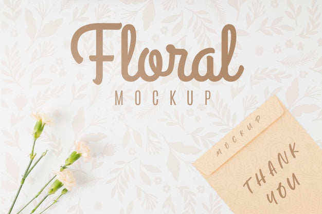 Free Top View Floral Mock-Up With Thank You Text Psd