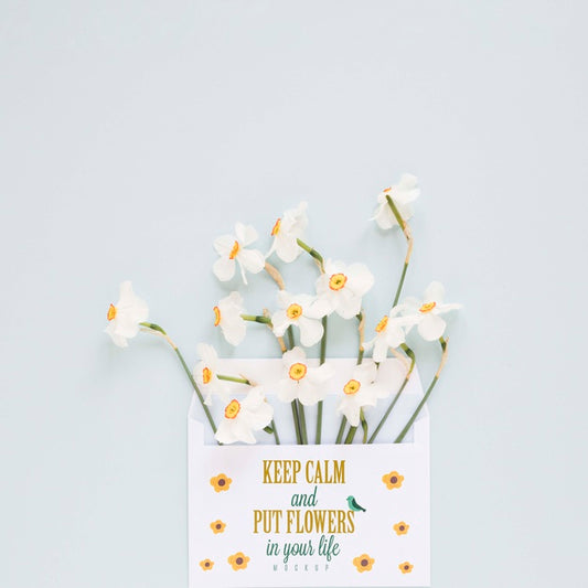 Free Top View Flowers With Copy Space Psd