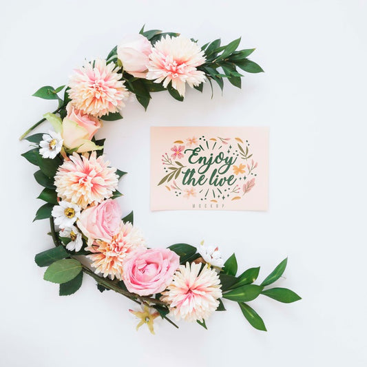 Free Top View Flowers With Copy Space Psd
