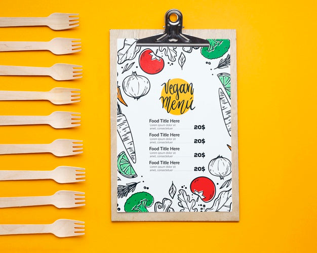 Free Top View Food Delivery Assortment With Clipboard Mock-Up Psd