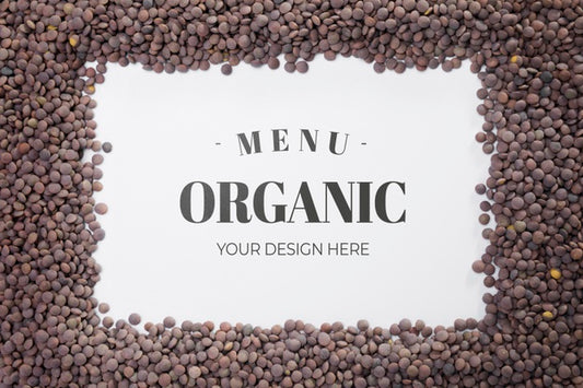 Free Top View Frame Made Out Of Lentils With Mock-Up Psd