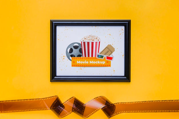 Free Top View Frame With Old Film Tape Psd
