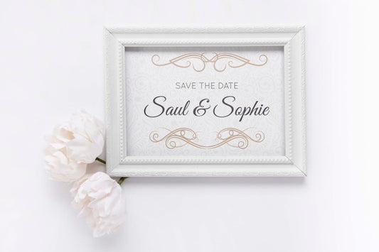 Free Top View Frame With Save The Date Psd