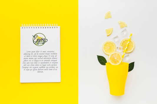 Free Top View Fresh Lemonade Concept With Mock-Up Psd