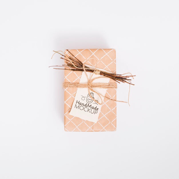 Free Top View Handmade Present With Mock-Up Psd