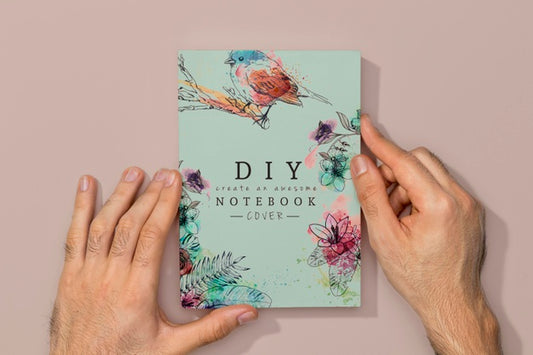 Free Top View Hands On Book Mock-Up Psd