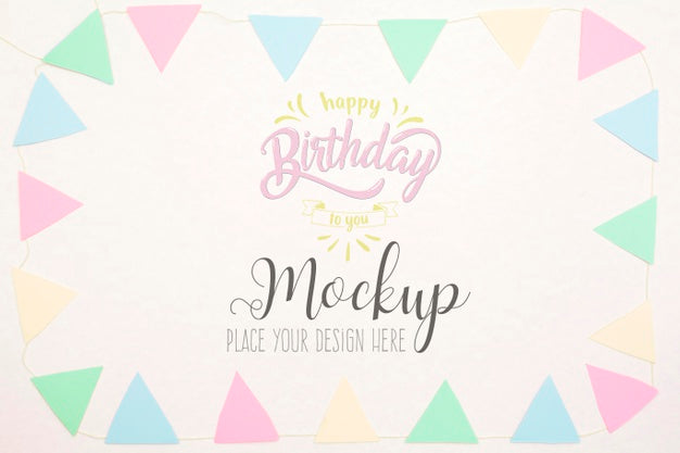 Free Top View Happy Birthday Concept With Mock-Up Psd