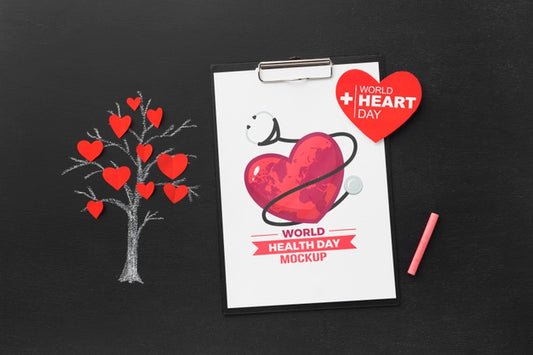 Free Top View Health Day Mock-Up Tree With Hearts Psd