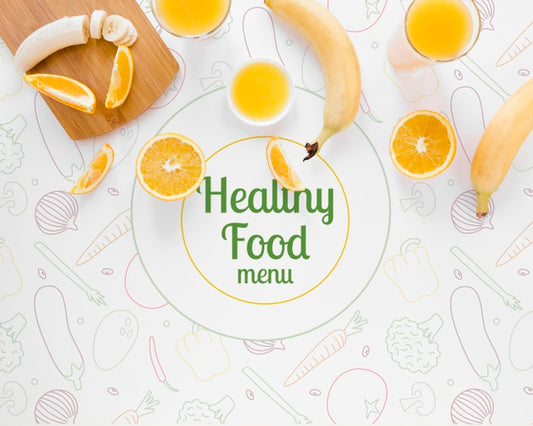 Free Top View Healthy Food Concept With Bananas Psd