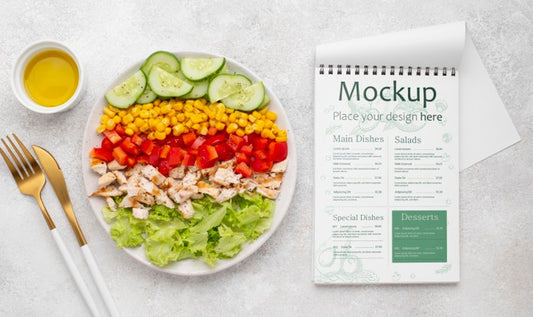 Free Top View Healthy Food Mock-Up Psd